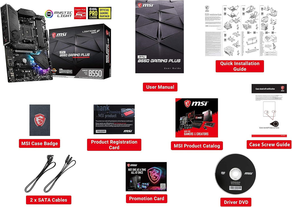 MSI MPG B550 GAMING PLUS Desktop Motherboard - AMD B550 Chipset - Socket AM4 - ATX