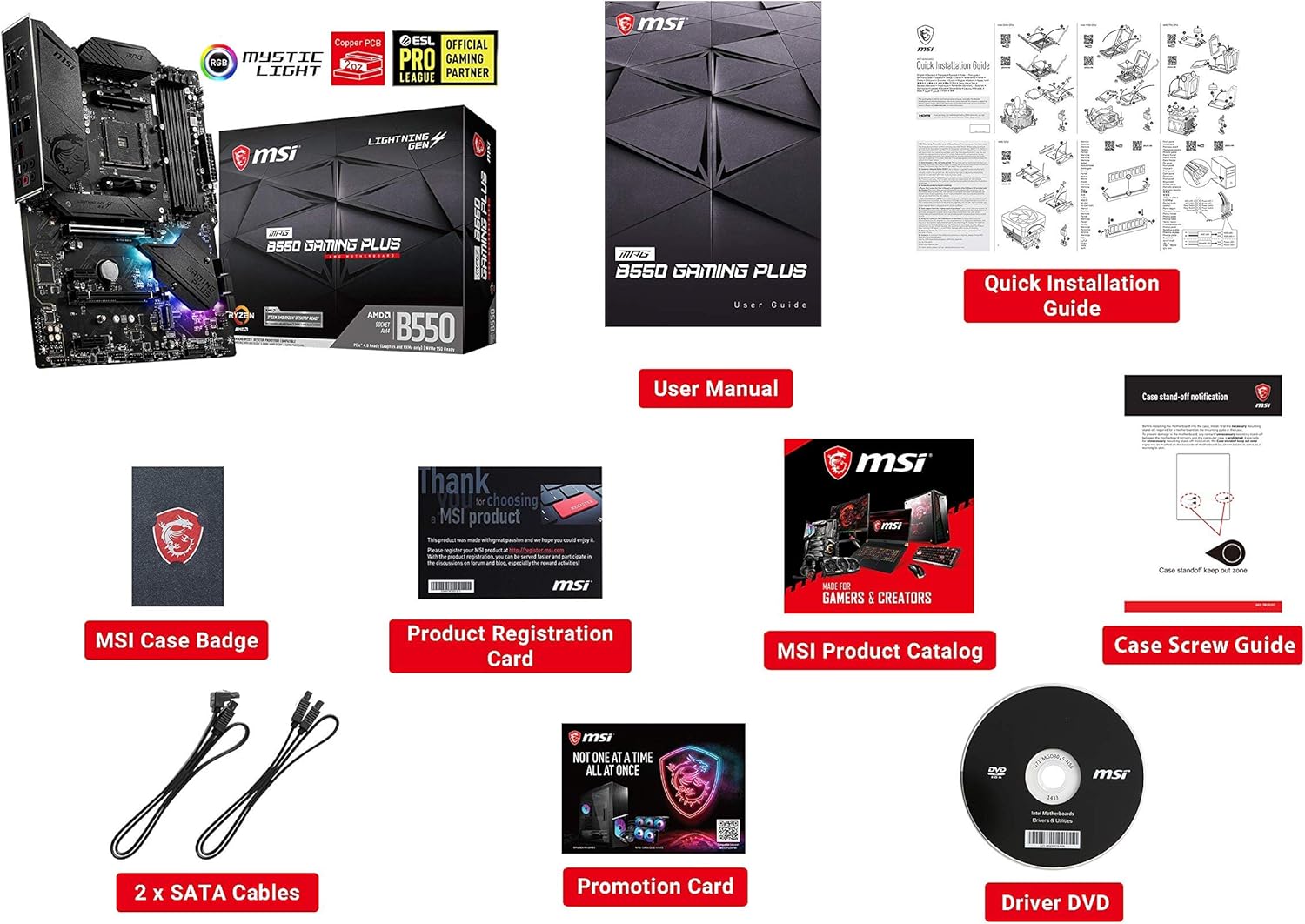 MSI MPG B550 GAMING PLUS Desktop Motherboard - AMD B550 Chipset - Socket AM4 - ATX