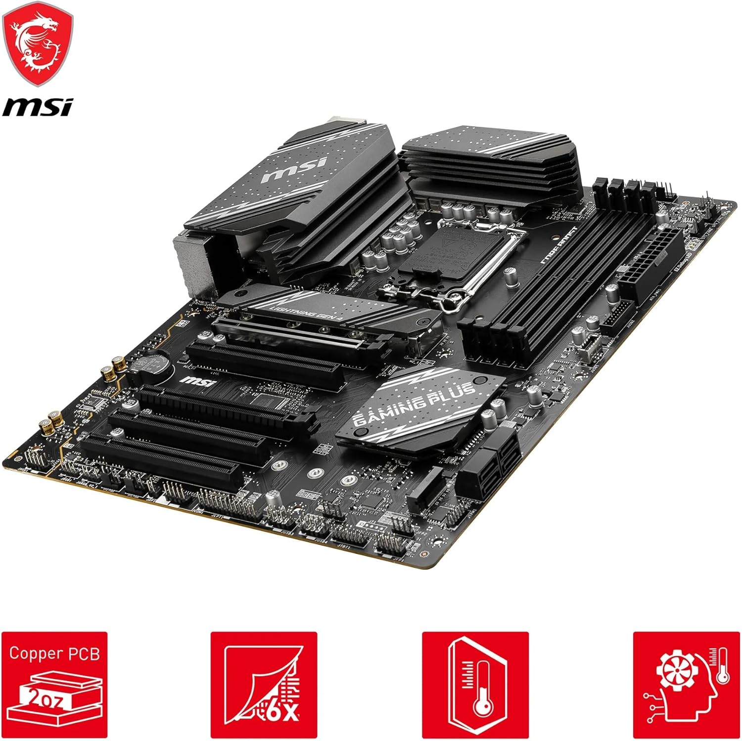 MSI B760 Gaming Plus WiFi V1 Motherboard, ATX - Supports Intel 14th, 13th & 12th Gen Core Processors, LGA 1700 - DDR5 Memory Boost 6800+MHz/OC, 2 x PCIe 4.0 x16, 2 x M.2 Gen4, 2.5G LAN, Wi-Fi 6E