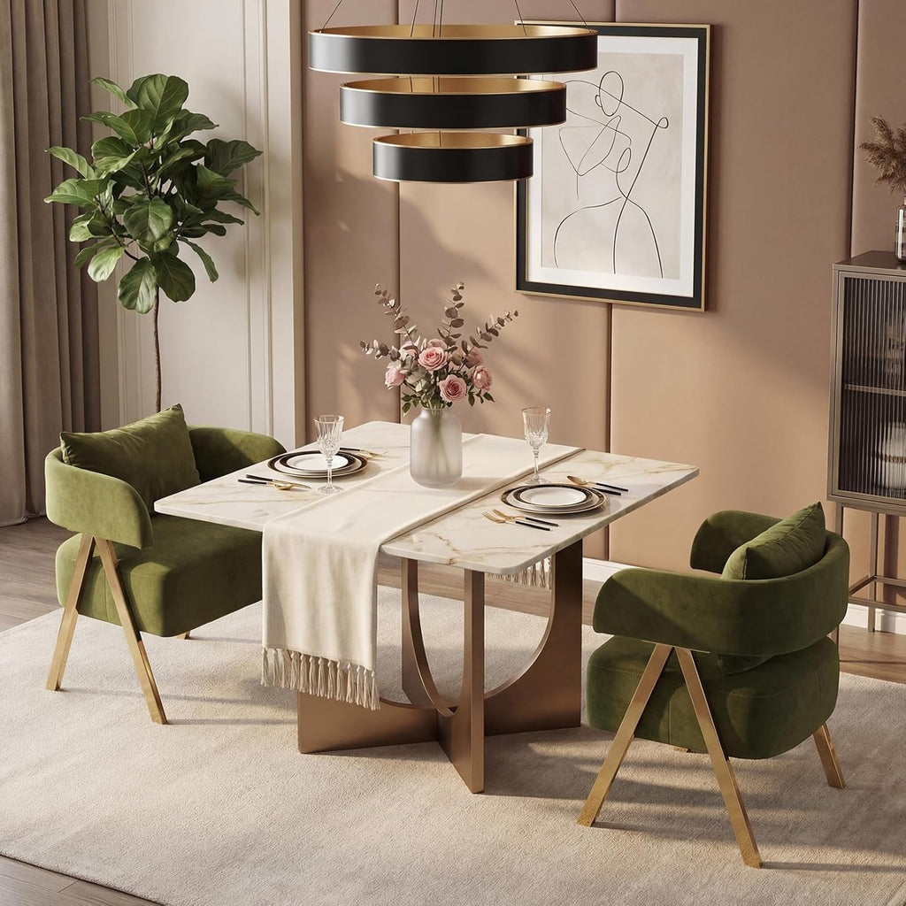 STHOUYN Modern Green Accent Chairs Set of 2, Velvet Barrel Accent Chair for Living Room Bedroom, Comfy Reading Armchairs (2, Green)