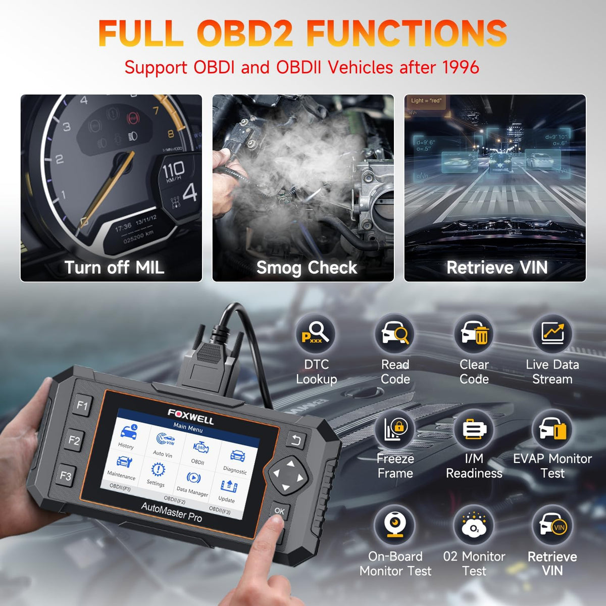 2026 FOXWELL NT624 Elite OBD2 Scanner, All System with 8 Resets ABS Bleeding/SAS/Oil/TPS/EPB/BRT/Injector/D-P-F Resets Battery Test Upgrade of NT614 Elite Car Code Reader Scan Tool for All Cars