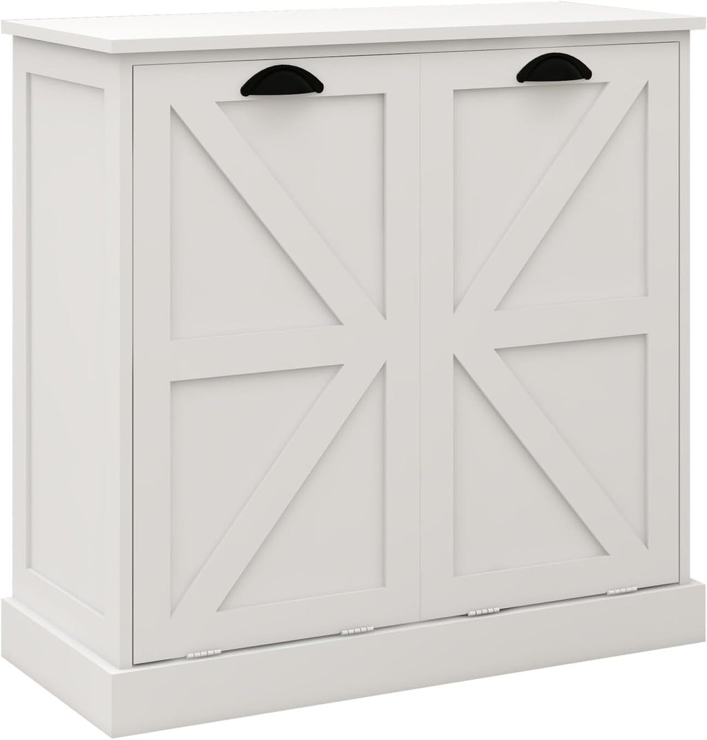 Modern Contemporary Laundry Sorter Cabinet, Two-Compartment Tilt-Out, for Bathroom Living Room Hallway