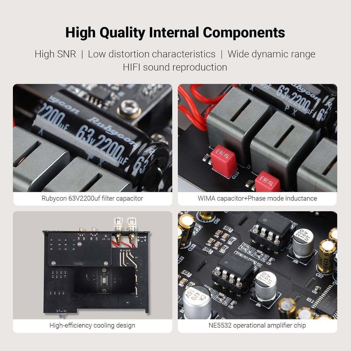 AIYIMA A80 Bluetooth Stereo Amplifier DAC HiFi Home Audio Component TPA3255 with PFFB,2 Channel Hi-Res Class D Power Amp | PC-USB COA Opt Inputs,Digital VU Meter | Pre-Out | TRS Balanced Input |Tone