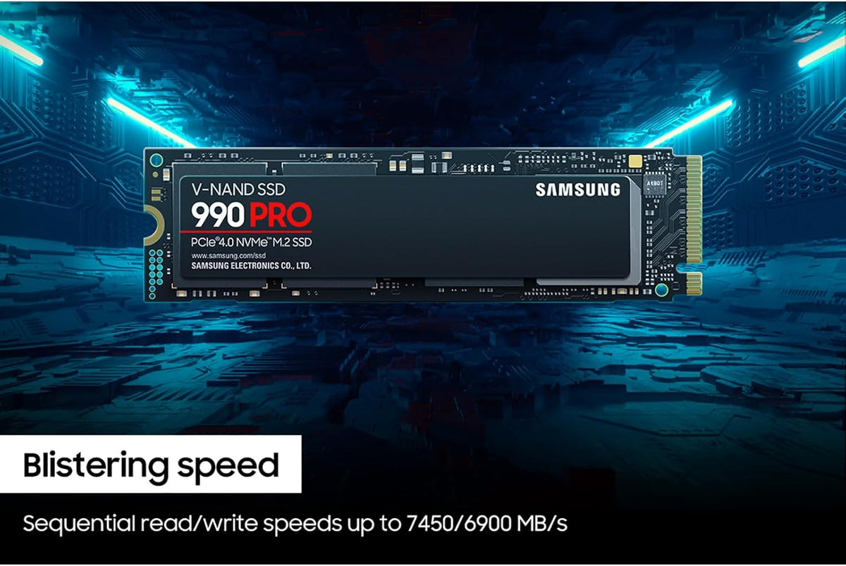 Samsung 990 PRO SSD 2TB NVMe M.2 PCIe Gen4, M.2 2280 Internal Solid State Hard Drive, Seq. Read Speeds Up to 7,450 MB/s for High End Computing, Gaming, and Heavy Duty Workstations, MZ-V9P2T0B/AM