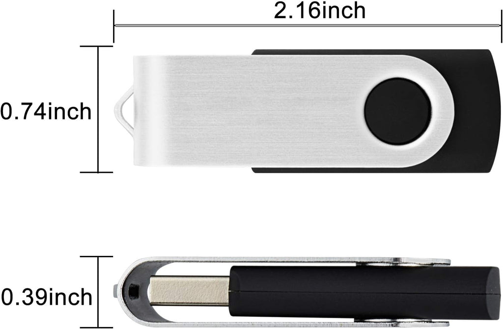 KOOTION 20 Pack 16GB USB 3.0 Flash Drive Bulk Swivel USB Stick Thumb Drive Memory Stick for Data Storage (Black)