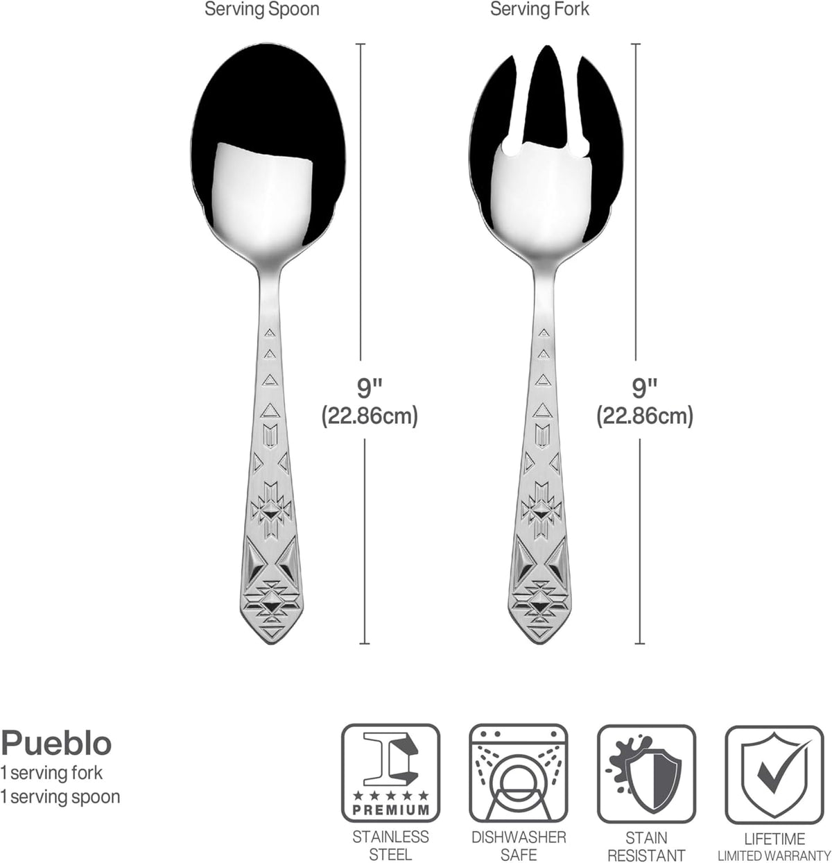 Towle Everyday Pueblo Flatware Service for 8, 42 Piece Set, 18/0 Stainless Steel, Silverware Set