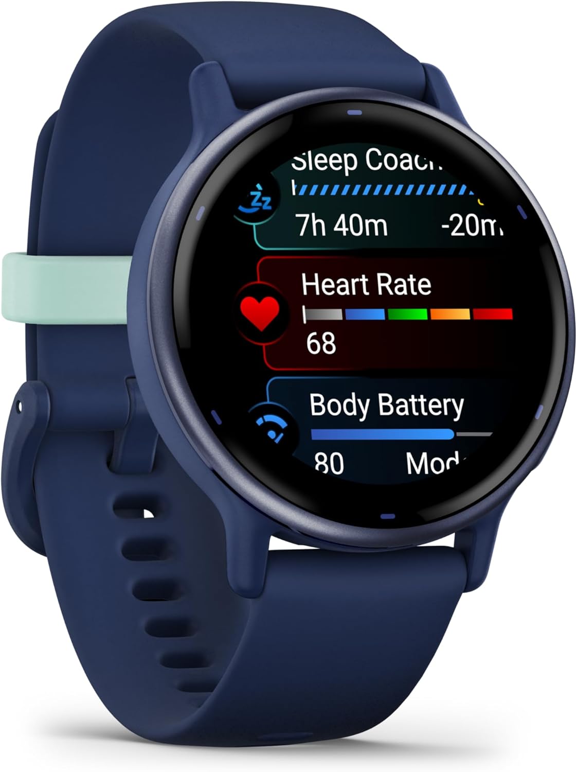 Garmin Vivoactive 5, Health and Fitness GPS Smartwatch for Women and Men, Metallic Navy Bezel w/Navy Case and Silicone Band, 11 Days Battery Life, 1.2” AMOLED Touchscreen Display (Bundle)