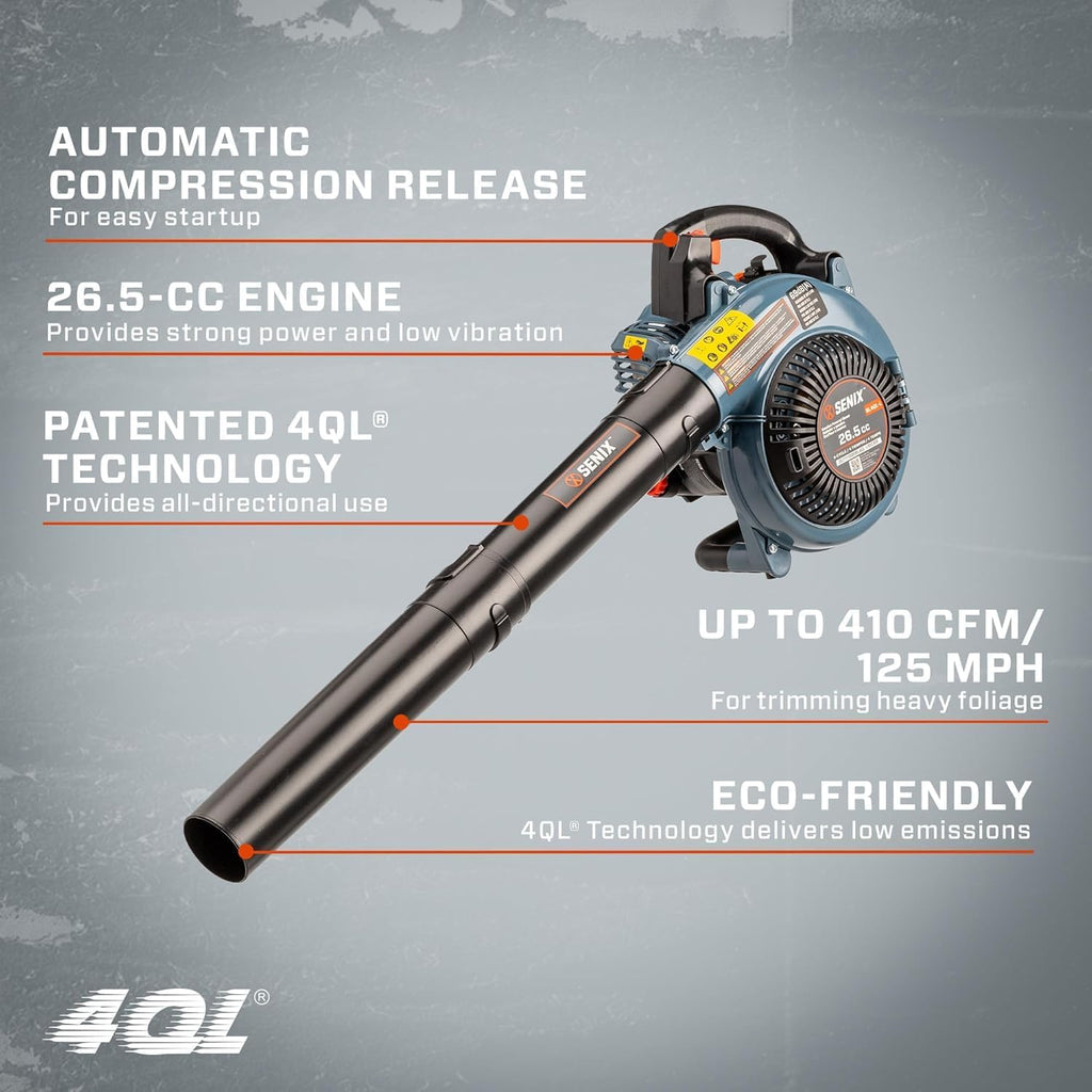 SENIX 22" Self-Propelled Gas Lawn Mower (170cc) +17-Inch 26.5 cc Gas Weed Wacker + 26.5cc Gas Leaf Blower Yard Tool Kit
