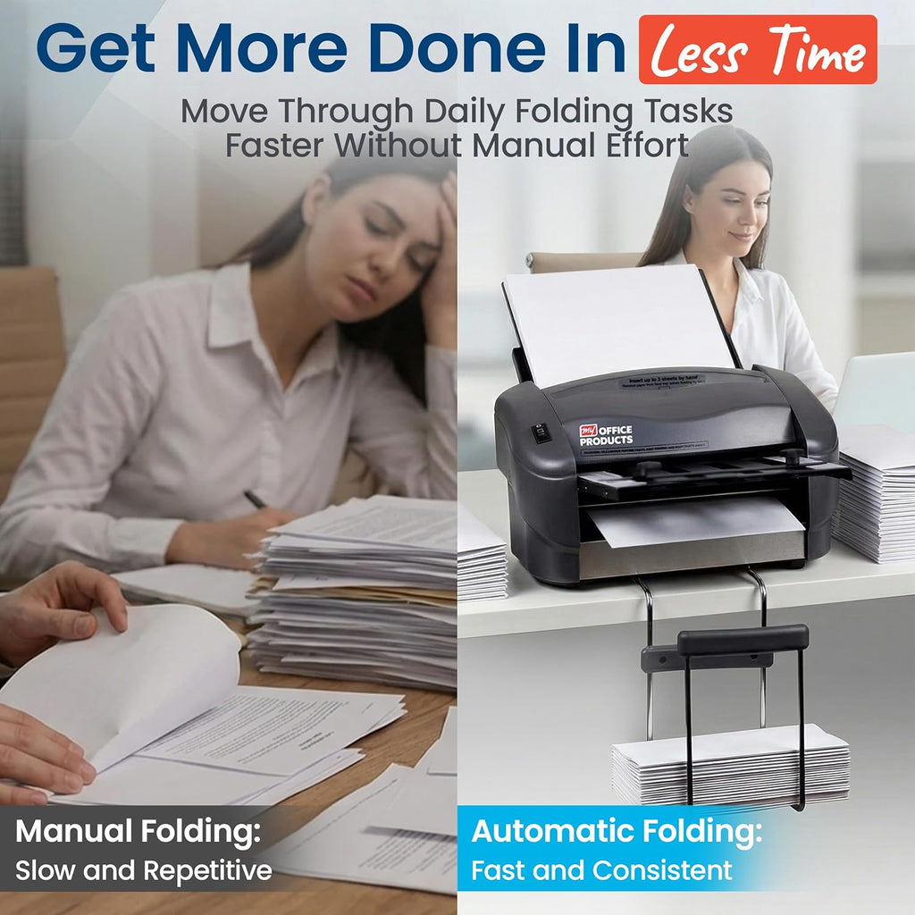 Martin Yale P7500 Paper Folding Machine - Automatic Feed Tabletop 4000 Sheet/Hour Letter, Half, ZFold, Double Parallel, for Offices, Mailrooms, Business, Folds 8.5″ x 11″ & 8.5″ x 14″ 20lb Bond Paper