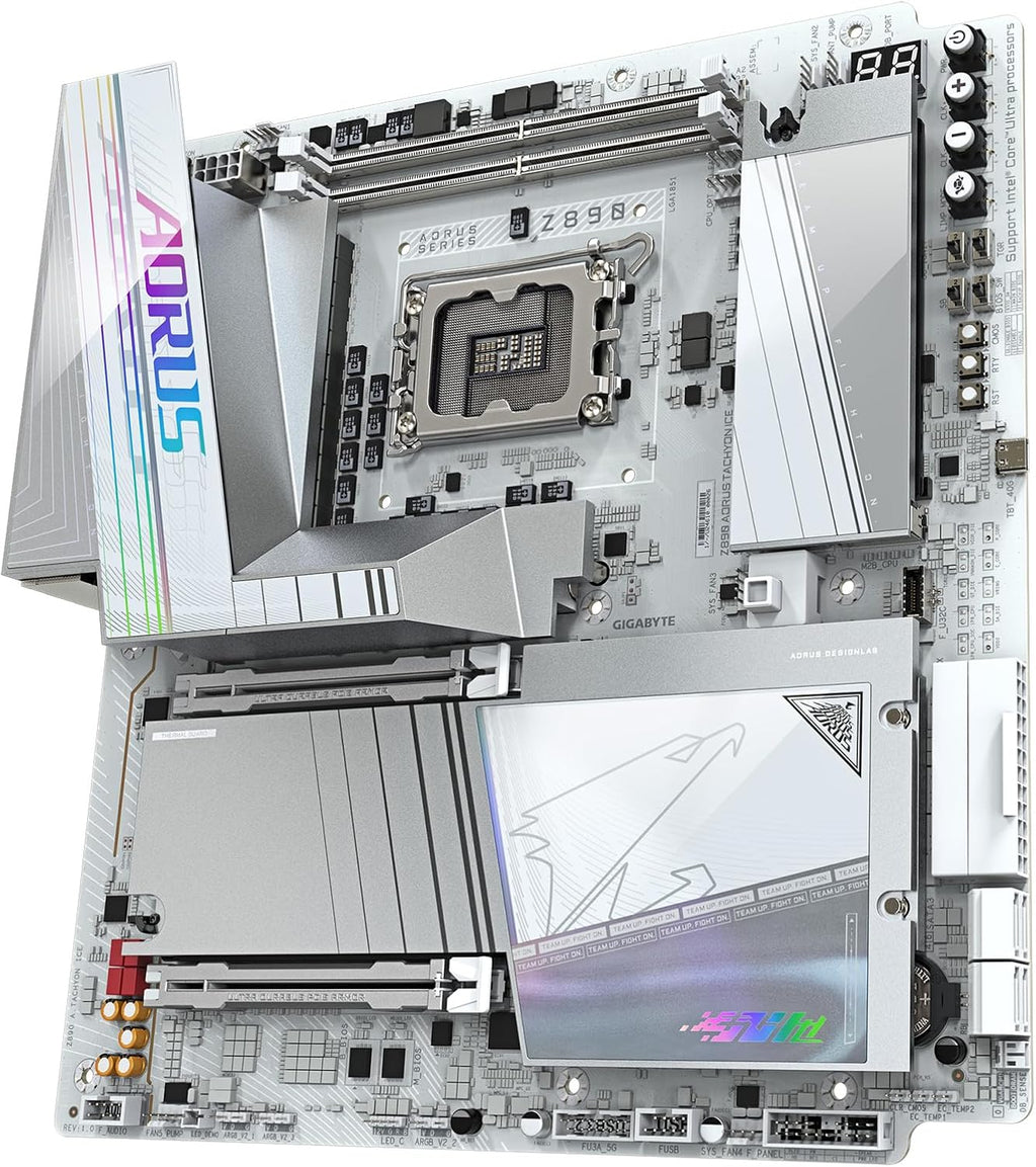 GIGABYTE Z890 AORUS Tachyon ICE Intel Core Ultra (Series 2) LGA 1851 Motherboard, E-ATX, DDR5, 4X M.2, PCIe 5.0, Thunderbolt 4, WIFI7, 5GbE LAN, D5 Bionic Corsa