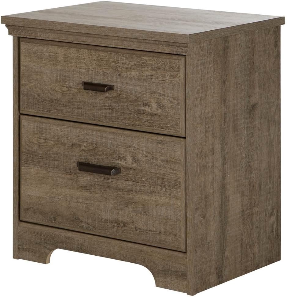 South Shore Versa 2-Drawer Nightstand Weathered Oak, Traditional
