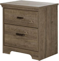 South Shore Versa 2-Drawer Nightstand Weathered Oak, Traditional