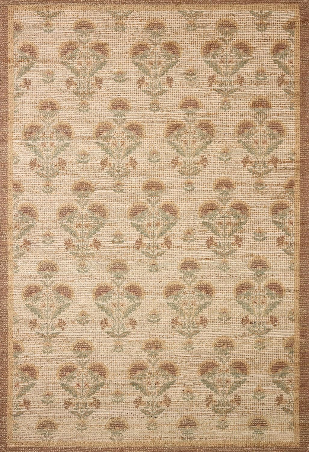 Loloi Chris Loves Julia Rue Collection RUE-01 Wheat/Sage 8'-6" x 11'-6" Area Rug Jute Neutral Floral Living Room Bedroom Rug