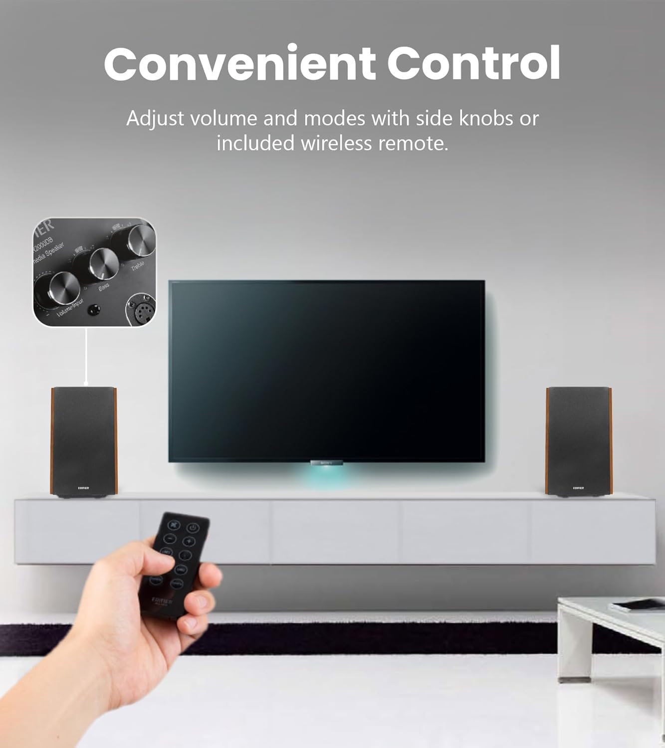 Edifier R2000DB Powered Bluetooth Bookshelf Speakers - Near-Field Studio Monitors - Optical Input - 120 Watts RMS (Warmoak)