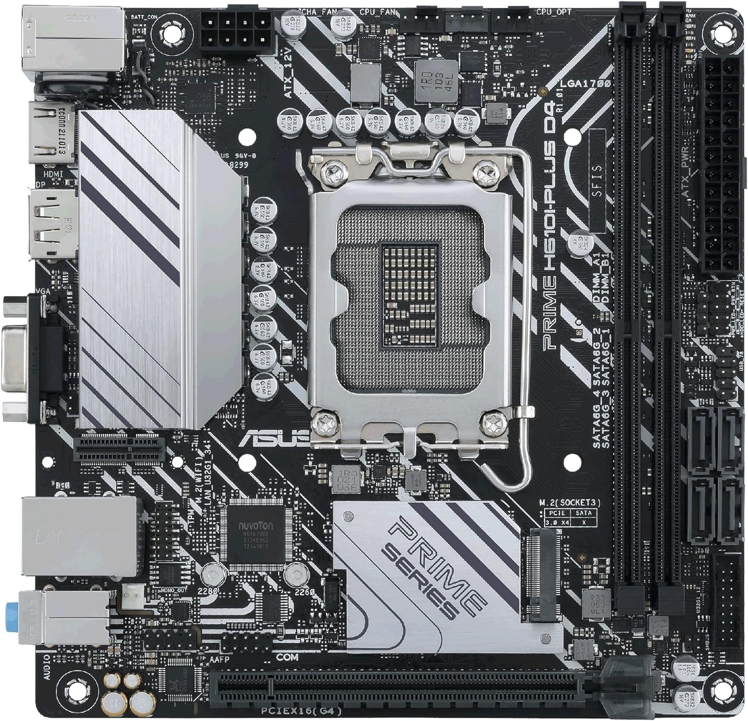 ASUS PRIME H610I-PLUS D4 LGA 1700(Intel 12th Gen&Intel vPro)mini ITX Motherboard(PCIe 4.0,DDR4,USB 3.2 Gen 1 Type-A,1Gb Lan,DP/HDMI/D-Sub,V-M.2(Key E),Q-LED,Mono-out header with amp IC,SPI TPM header)