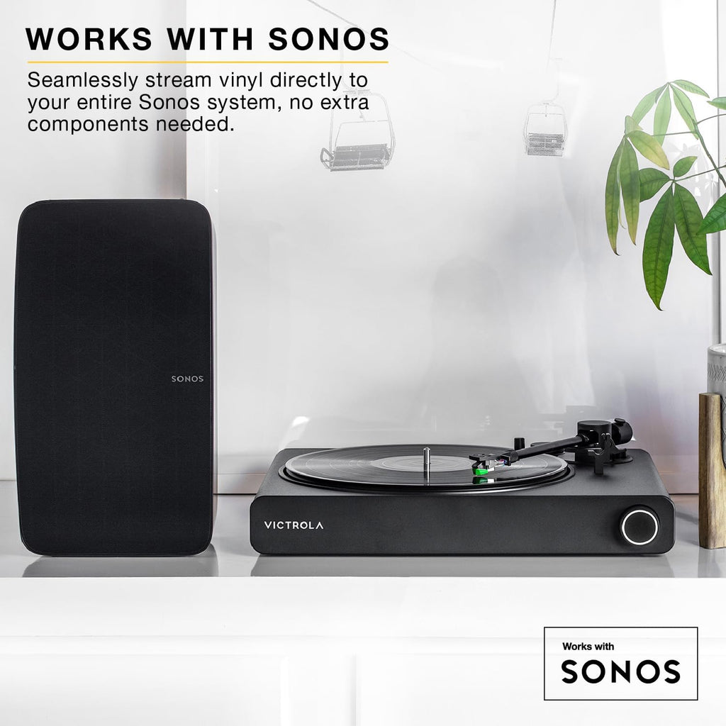 Victrola Stream Onyx - Wi-Fi Streaming 2-Speed Turntable with Bluetooth Output, Works with Sonos, UPnP Wi-Fi Streaming, Roon Ready Relay, Premium Moving Magnet Cartridge and Aluminum Tonearm (White)