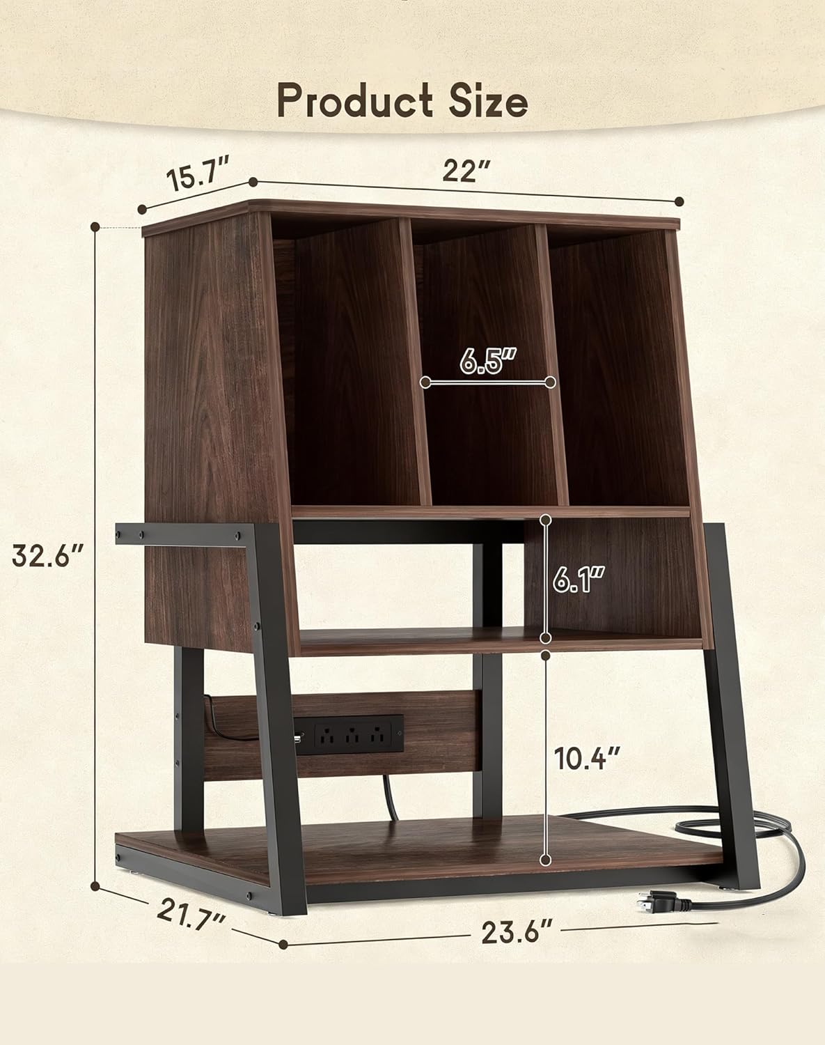 Homieasy Record Player Stand with Vinyl Storage Cabinet, 22" Record Player Table Up to 200 Albums, Large Wood Turntable Stand with Record Album Holder with Charging Station & LED Light, Espresso