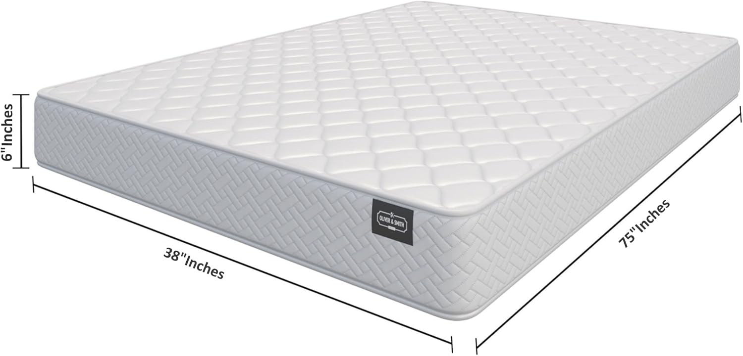 HomeLife Twin Mattress 6 Inches 38X75 White – Medium Firm Hybrid for Bed – Twin Size Mattress Pocket Coil Tight Euro Top High Density & Polyester Cover – Rolled in a Box