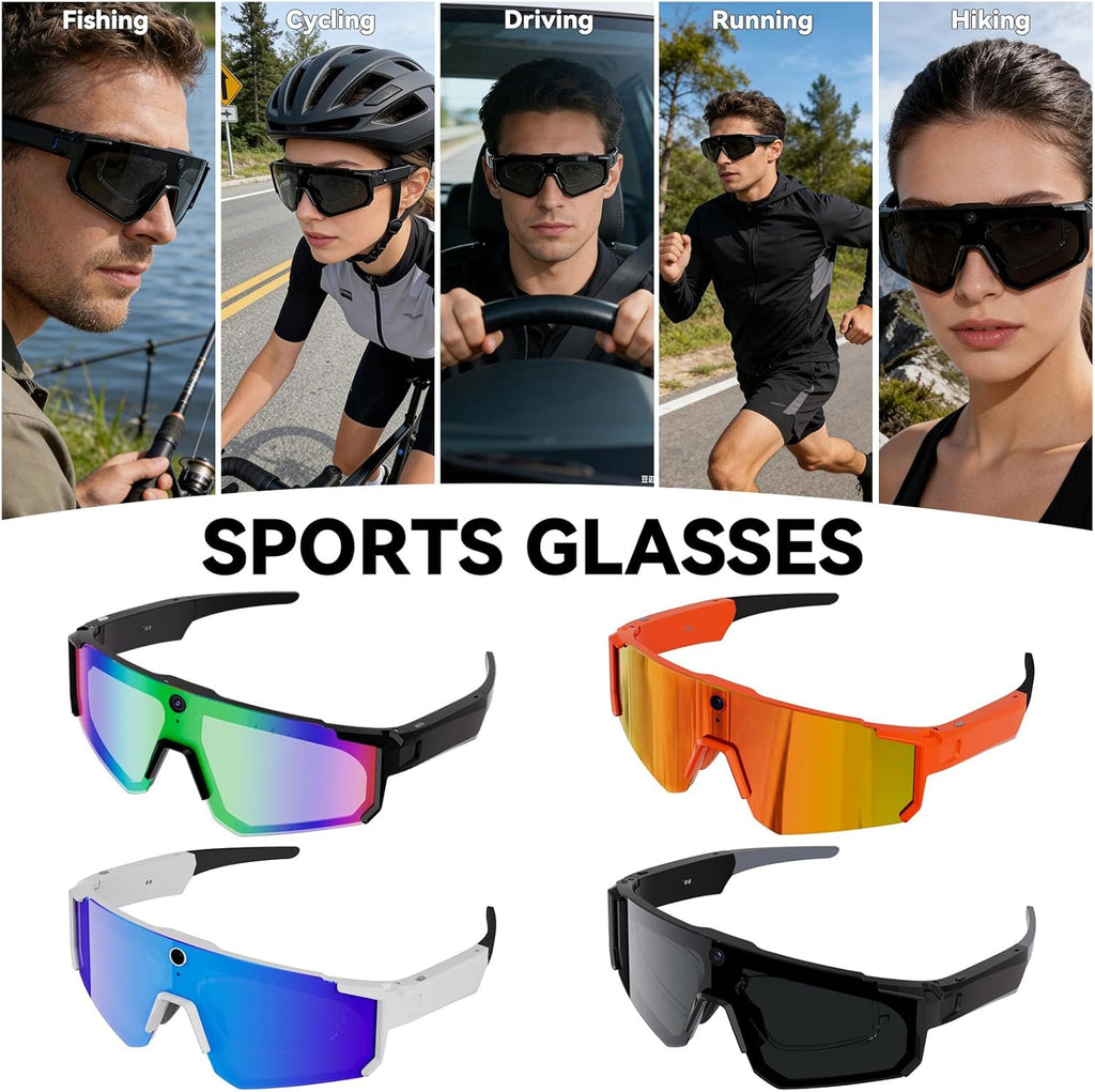 AI Smart Glasses with Camera, HD Stabilized Video Recording Glasses, Waterproof Bluetooth Sunglasses with Ai Assistant, Touch Control, UV Protection for Cycling Skiing Outdoor Sports, Grey