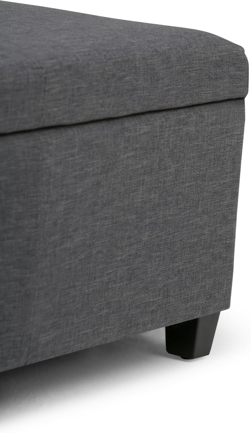 SIMPLIHOME Avalon Storage Ottoman Bench - 48" Wide x 16" High Upholstered Linen Look Fabric Rectangular Lift-Top Ottoman in Slate Grey, Contemporary Bench for Living Room with High-Density Foam