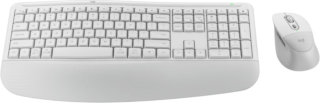 Logitech Signature Comfort Plus Combo MK880 Wireless Keyboard and Mouse Combo, Full-Size Comfort Keyboard with Palm Rest, Silent Clicks, Bluetooth, for Windows and macOS - Off White
