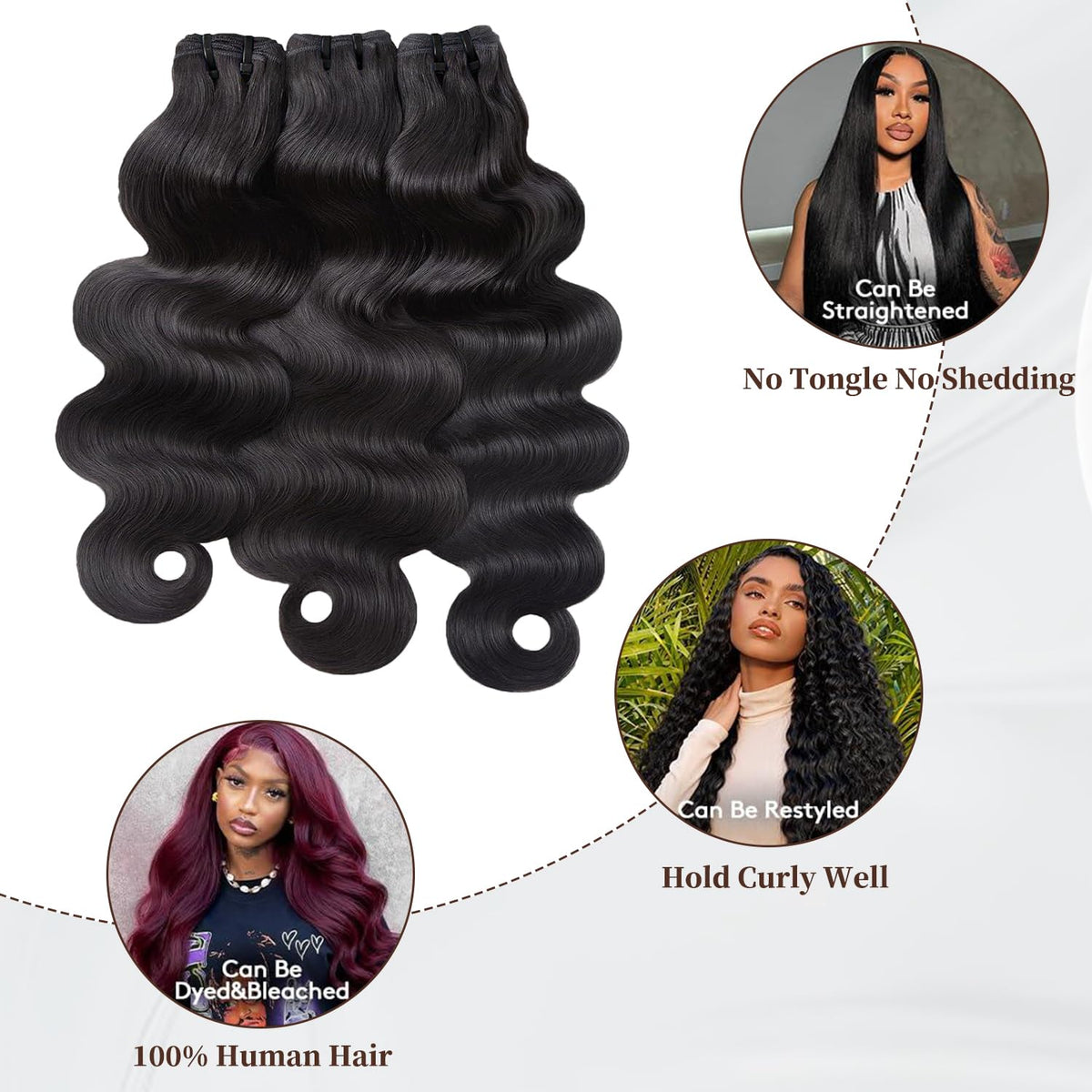 17A Body Wave Bundles Human Hair 100% Raw Cambodian Human Hair 3 Bundles 18 20 22inch,Triple Lifespan Virgin Remy Hair,Keep Texture Silky Soft After Multiple Washes For Women