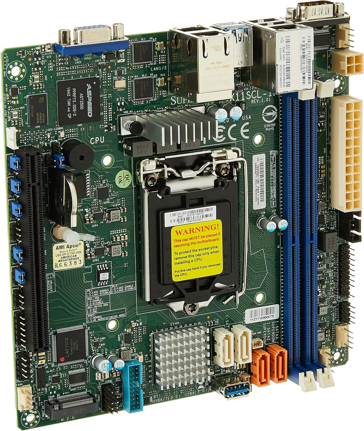 Supermicro MBD-X11SCL-IF-O X11SCL-IF - Motherboard - Mini ITX - LGA1151 Socket - C242 - USB 3.1 Gen 1-2 x Gigabit LAN - onboard Graphics