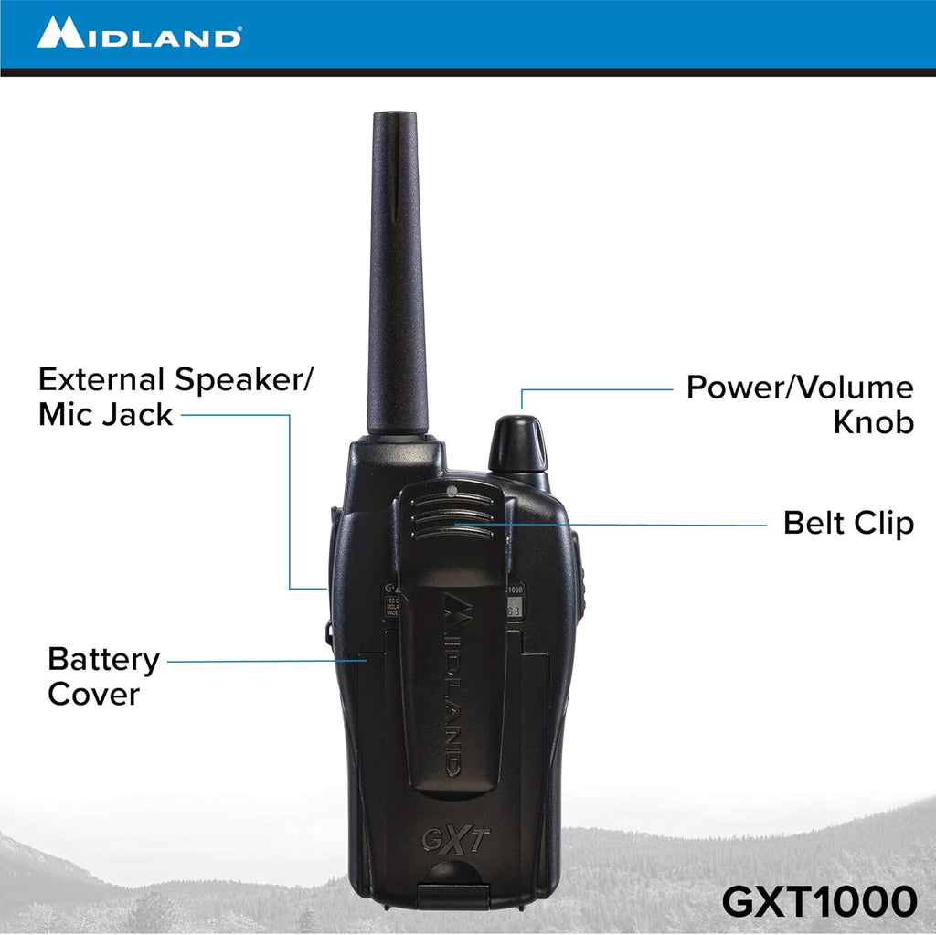 Midland GXT1000VP4 50 Channel GMRS Two-Way Radio - Up to 36 Mile Range Walkie Talkie - Black/Silver (Pack of 6)