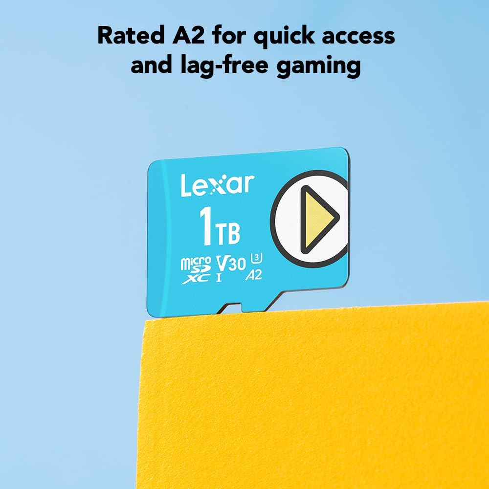 Lexar 1TB Play Blue Micro SD Card, UHS-I, C10, U3, V30, A2, 4K, Up to 160MB/s microSDXC Memory Card, Expanded Storage for Nintendo-Switch 1, Gaming Devices, Smartphones, Tablets (LMSPLBL001T-BNNNU)