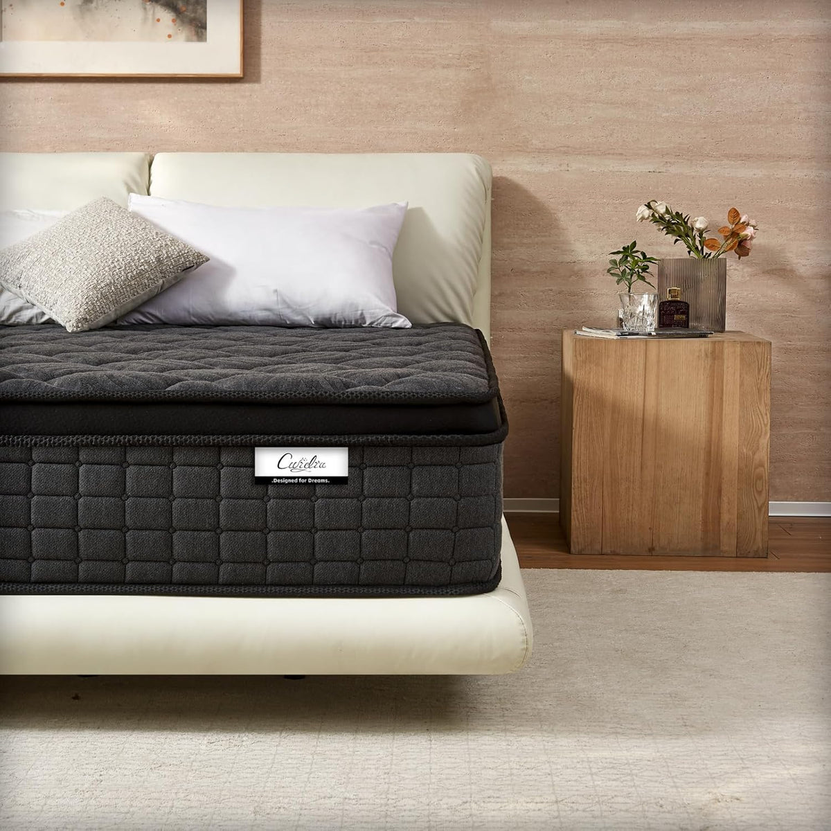 Queen Mattress, 12 Inch Hybrid Queen Size Mattress with Pocketed Springs and Comfort Foam, Pillow Top Mattress in a Box, Motion Isolation, Pressure Relief, Medium Firm Feel, CertiPUR-US