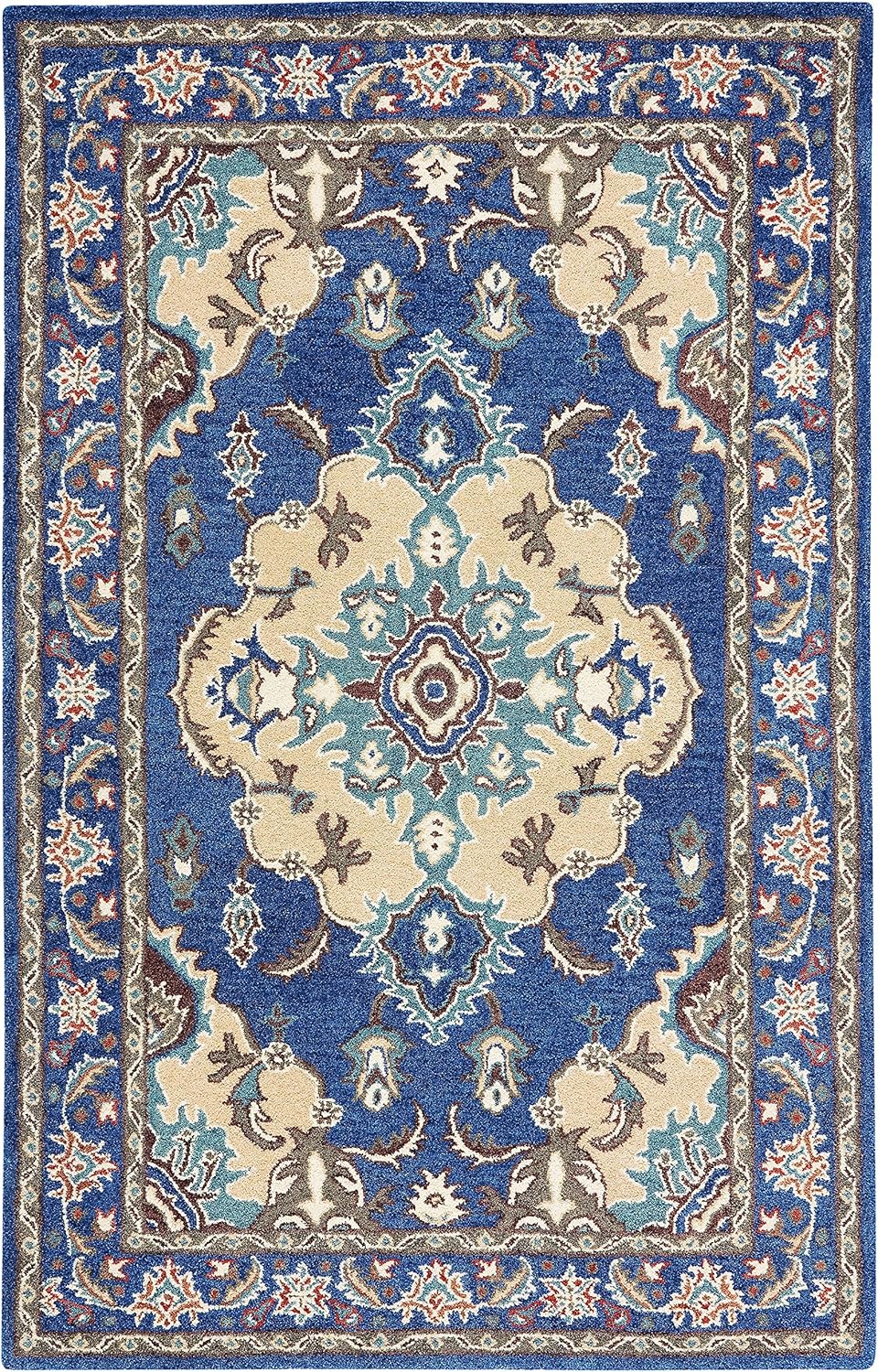 SAFAVIEH Area Rug 8x10 - Antiquity Collection - Large - Blue & Ivory, Handmade Wool, Traditional Design, Ideal for Living Room, Bedroom, Office, Dining Space (AT520M)