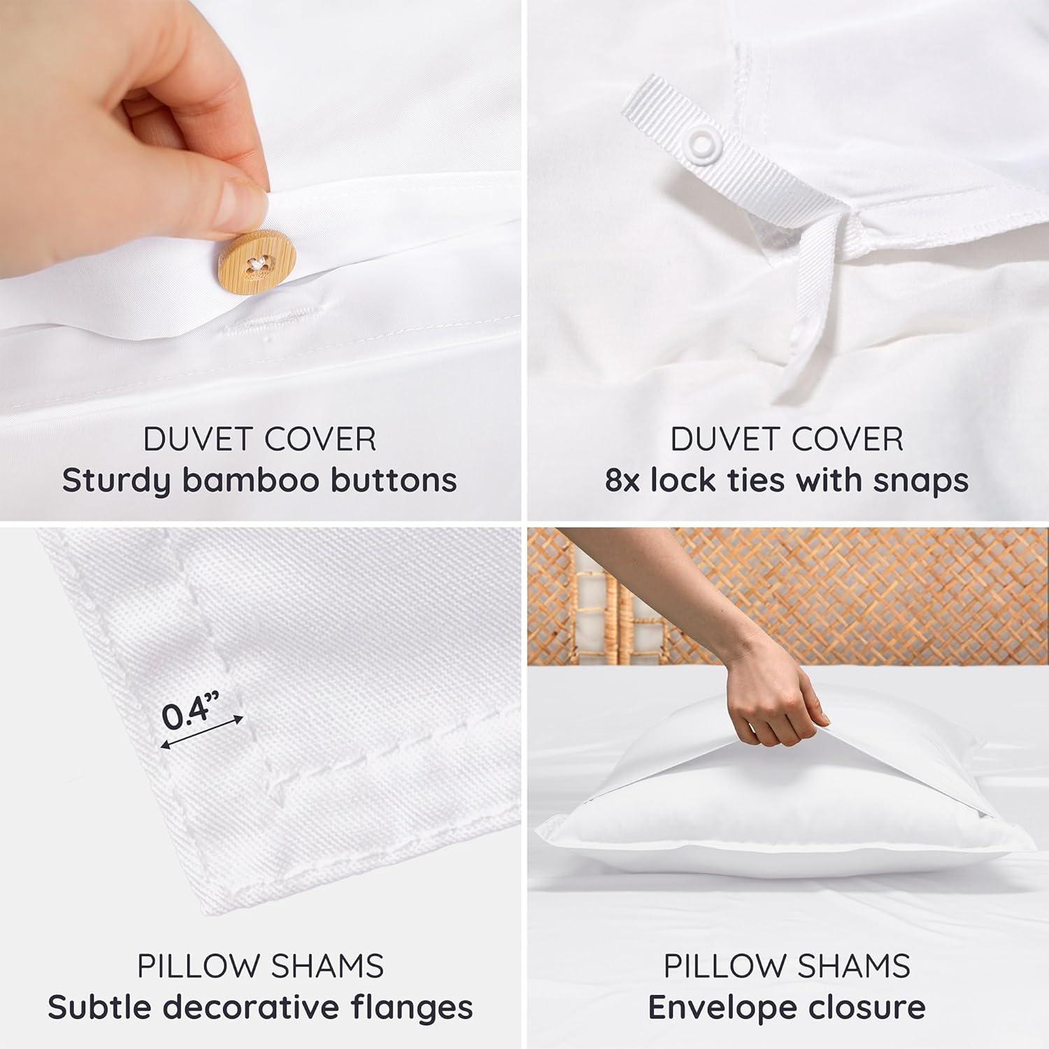 Bambaw 100% Viscose Derived from Bamboo Duvet Cover King Size Set – 3pcs, Cooling Duvet Cover King for Hot Sleepers, Soft, Luxury Bedding, No Comforter (White)