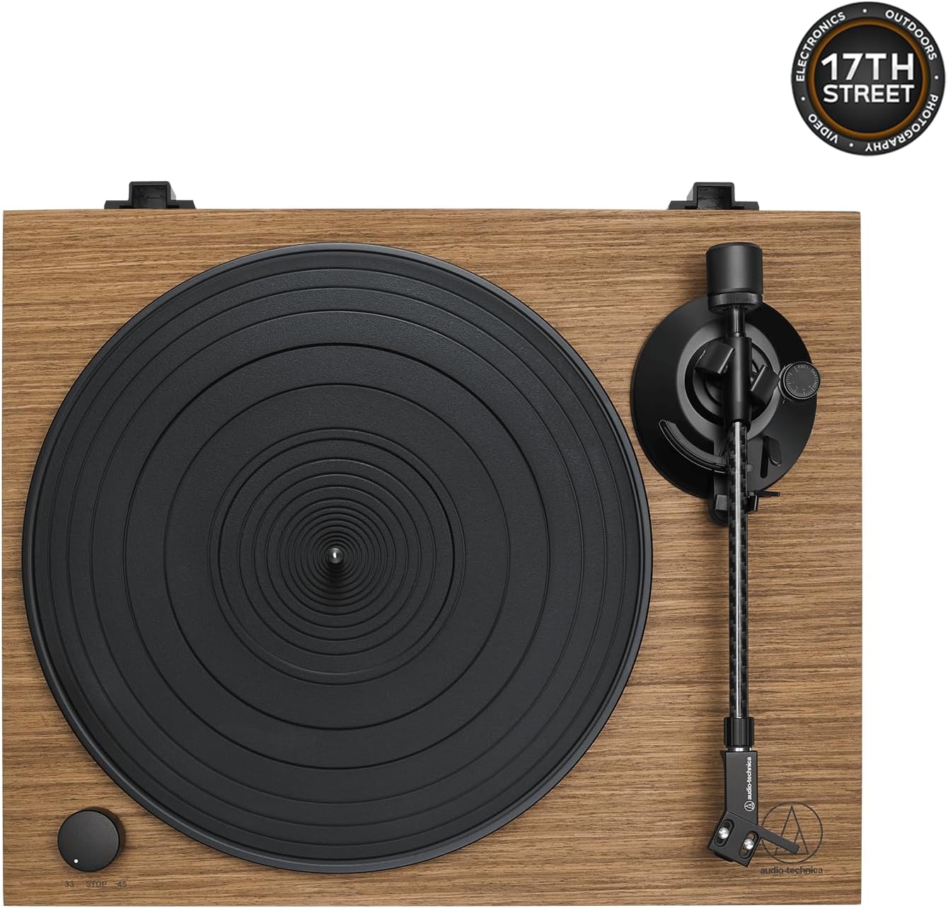 Audio-Technica AT-LPW40WN Fully Manual Belt-Drive Stereo Turntable (Walnut) with 4 Inch Powered Bookshelf Speakers (Pair), Premium Vinyl Record Cleaning Kit and Cork Turntable Platter Mat - Bundle Set