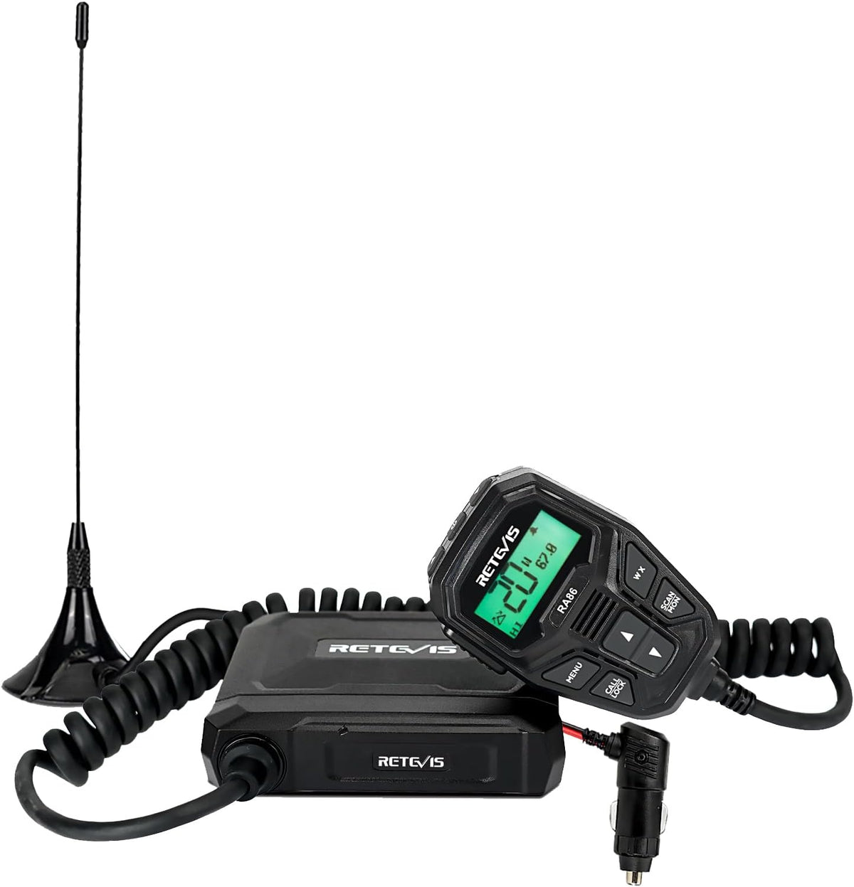 Retevis RA86 GMRS Mobile Radio - Update Chirp, GMRS Radio with Gain Antenna & Cigarette Lighter Plug, Repeater Channels Long Range Two Way Radio, NOAA Alert, Dual Speakers for Offroad, Jeep, Truck, RV