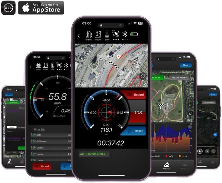GTLaunch 20Hz GPS Based Performance Meter Box with 6-axis Motion Sensor, Car & Motorcycle Lap Timer & Drag Meter, Standalone Racing Data Logger with High-Precision Tracking, iPhone iOS App
