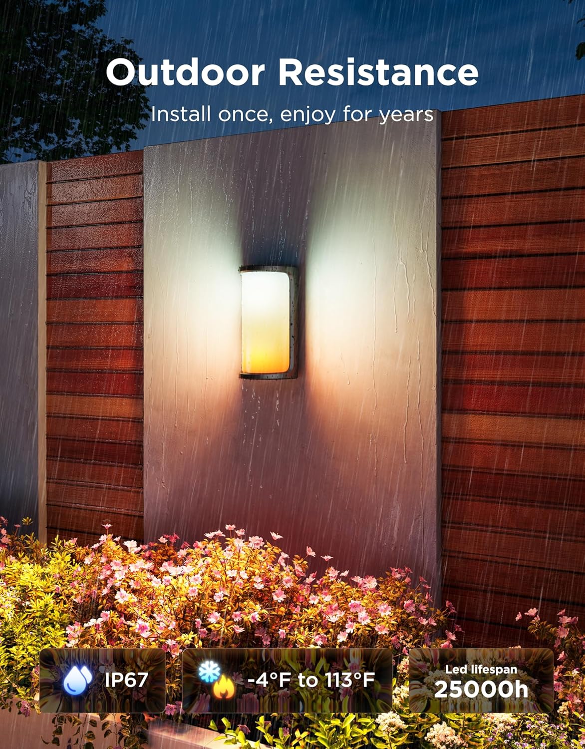Govee Outdoor Wall Lights Pro, 2 Pack, 2000LM, RGBICWW 72-Zone Customization, Music-Sync, IP67 Waterproof for Outdoor Decor, Porch, Garage, Yard, Patio, Compatible with Alexa, Google Home and Matter