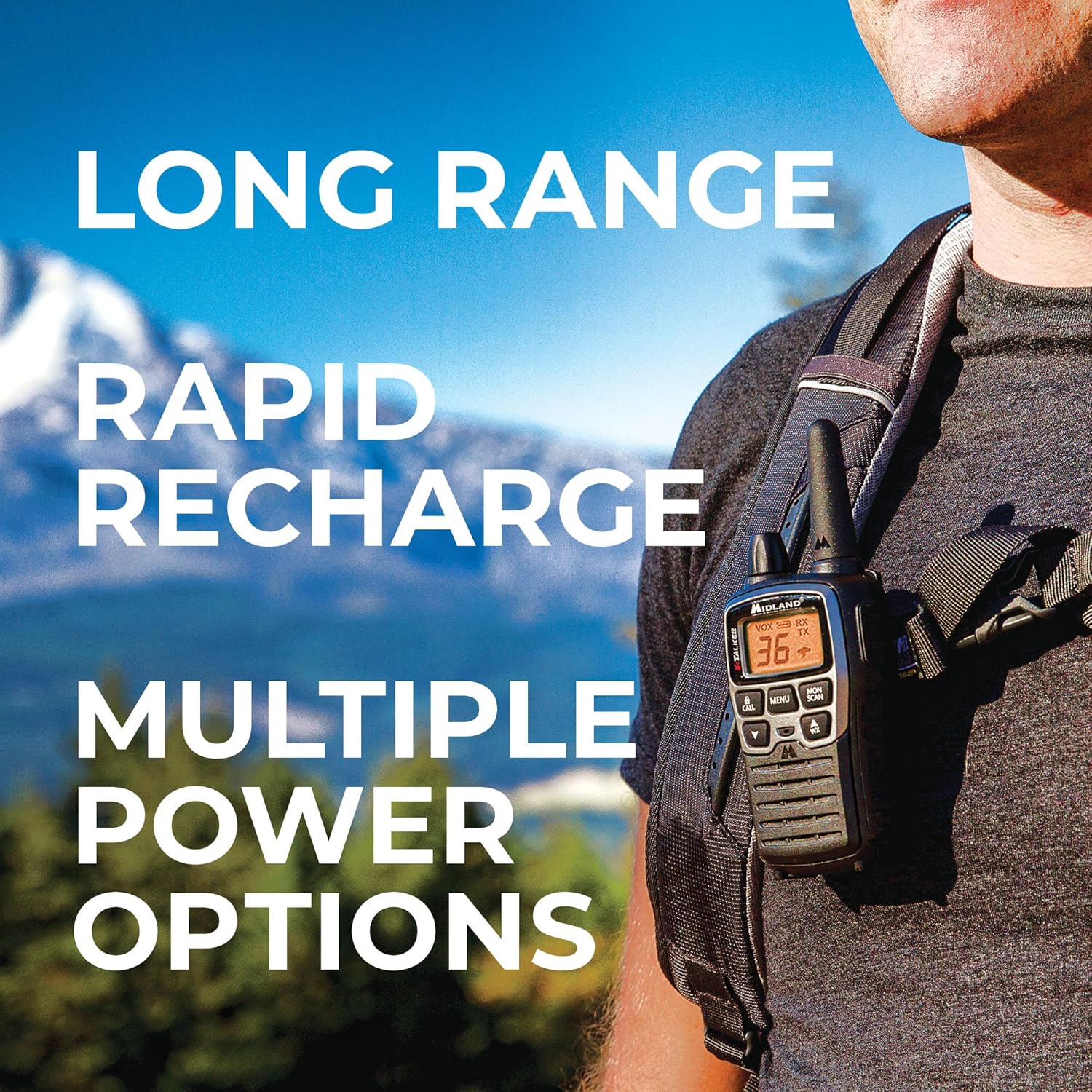 Midland T77VP5 X-TALKER Long Range Walkie-Talkie FRS Two-Way Radio for Camping Overlanding NOAA Weather Scan + Alert, 121 Privacy Codes - Includes Carrying Case & Headset Black/Silver, 2 Radio Bundle