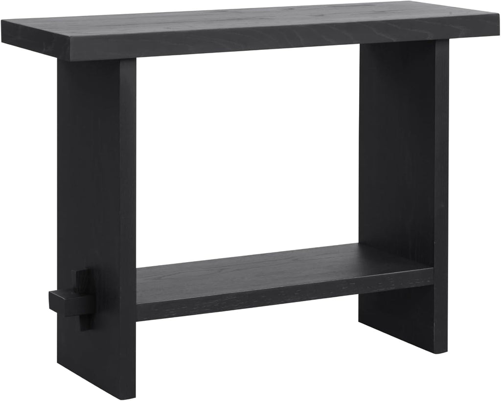 Nathan James Virgo Wood Accent Storage Console Sofa Table, for Entryway, Hallway or Living Room, Reclaimed Black Oak