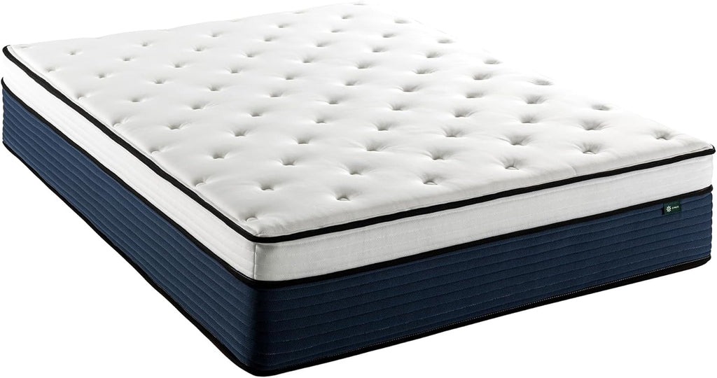 Zinus 14 Inch Cooling Comfort Support Hybrid Mattress New Version, Queen, Fiberglass Free, Medium Plush, Cooling Motion Isolation, Certified Safe Foams & Fabric, Mattress in A Box