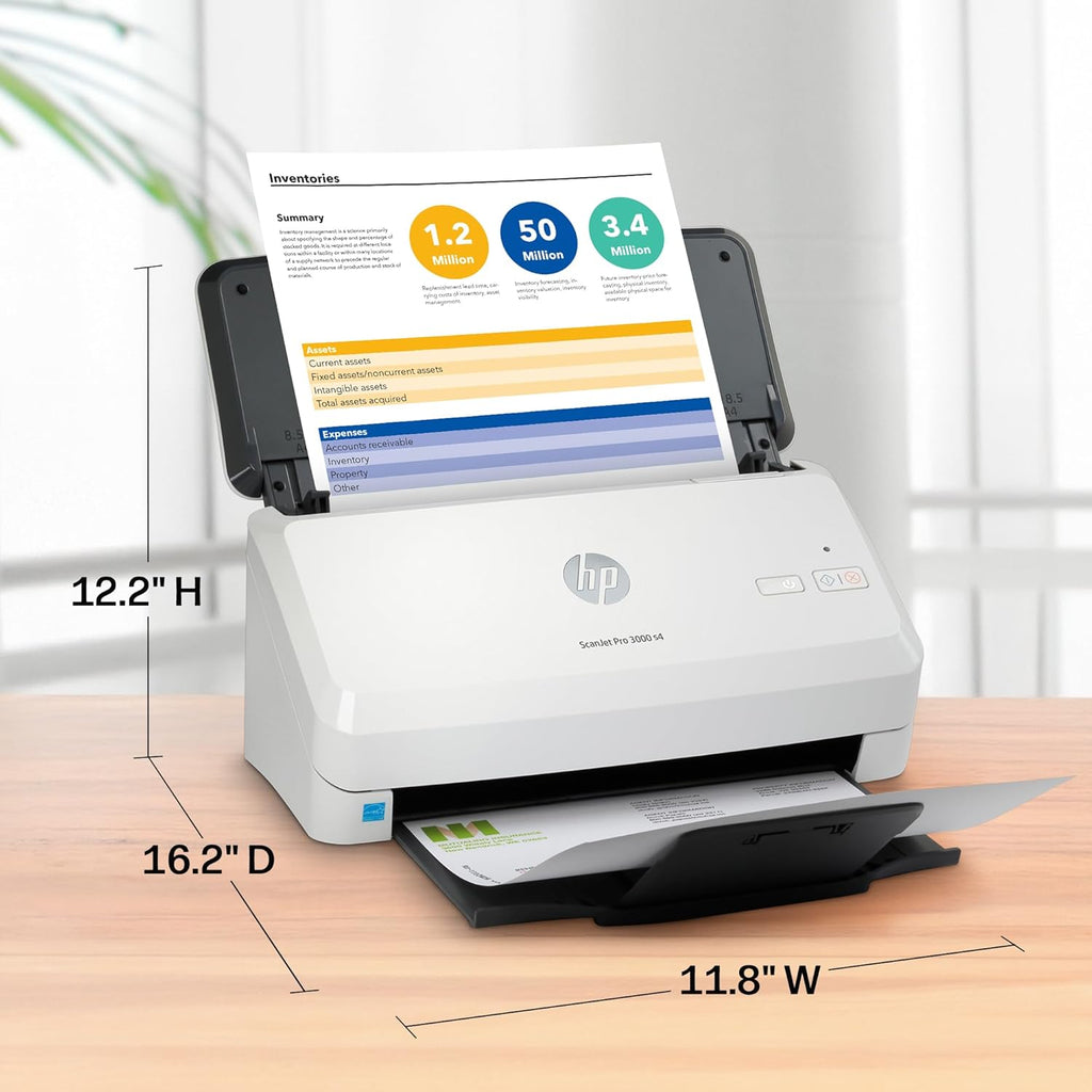 HP ScanJet Pro 3000 s4, Fast 2‑Sided Scanner with Auto Document Feeder, Best for Small Business (6FW07A)