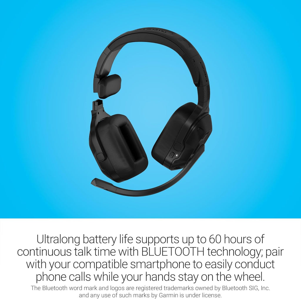 Garmin dēzl™ Headset 210, 2-in-1 Premium Trucking Headset, Active Noise Cancellation, Long Battery Life, 60 Hours of Talk Time, Built-in LED Flashlight, Convertible Design