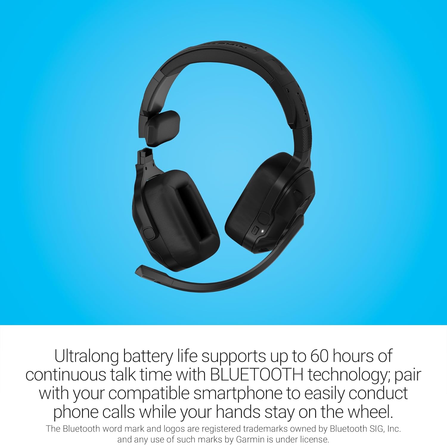 Garmin dēzl™ Headset 210, 2-in-1 Premium Trucking Headset, Active Noise Cancellation, Long Battery Life, 60 Hours of Talk Time, Built-in LED Flashlight, Convertible Design