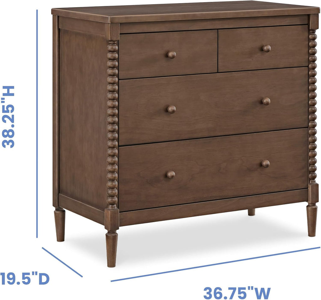 Delta Children Saint 4 Drawer Dresser with Changing Top and Interlocking Drawers, Teak Brown