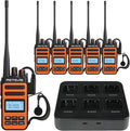 Retevis MateTalk C6B Walkie Talkies with Earpiece,Two Way Business Radios Long Range with 6 Way Charger,LCD Screen,Fast Charging,One-Key Pairing,NOAA,Rugged 2 Way Radio for Construction Farm(6 Pack)