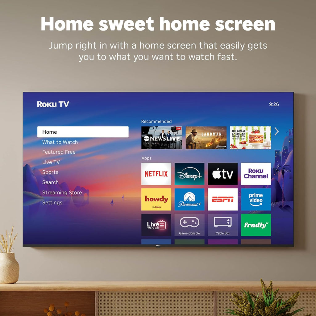 Roku Smart TV 2026 – 55-Inch Select Series, 4K QLED TV – Roku TV with Voice Remote – Flat Screen QLED Television with Wi-Fi for Streaming Live Local News, Sports, & Movies – Bluetooth Headphone Mode