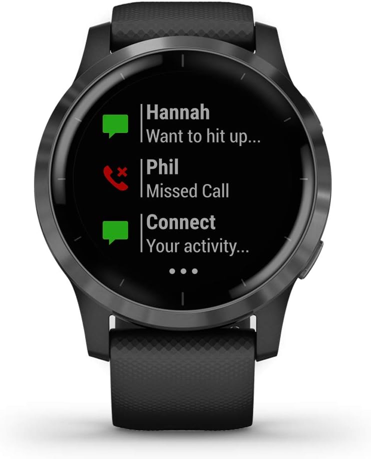 Garmin vivoactive 4, GPS Smartwatch, Features Music, Body Energy Monitoring, Animated Workouts, Pulse Ox Sensors and More, Black