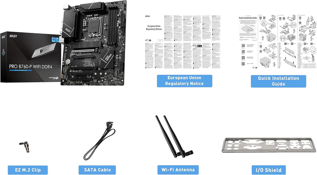 MSI PRO B760-P WiFi DDR4 ProSeries Motherboard - Supports 12th/13th/14th Gen Intel Processors, LGA 1700, DDR4, PCIe 4.0, M.2, 2.5Gbps LAN, USB 3.2 Gen2, HDMI/DP, Wi-Fi 6E, Bluetooth 5.3, ATX