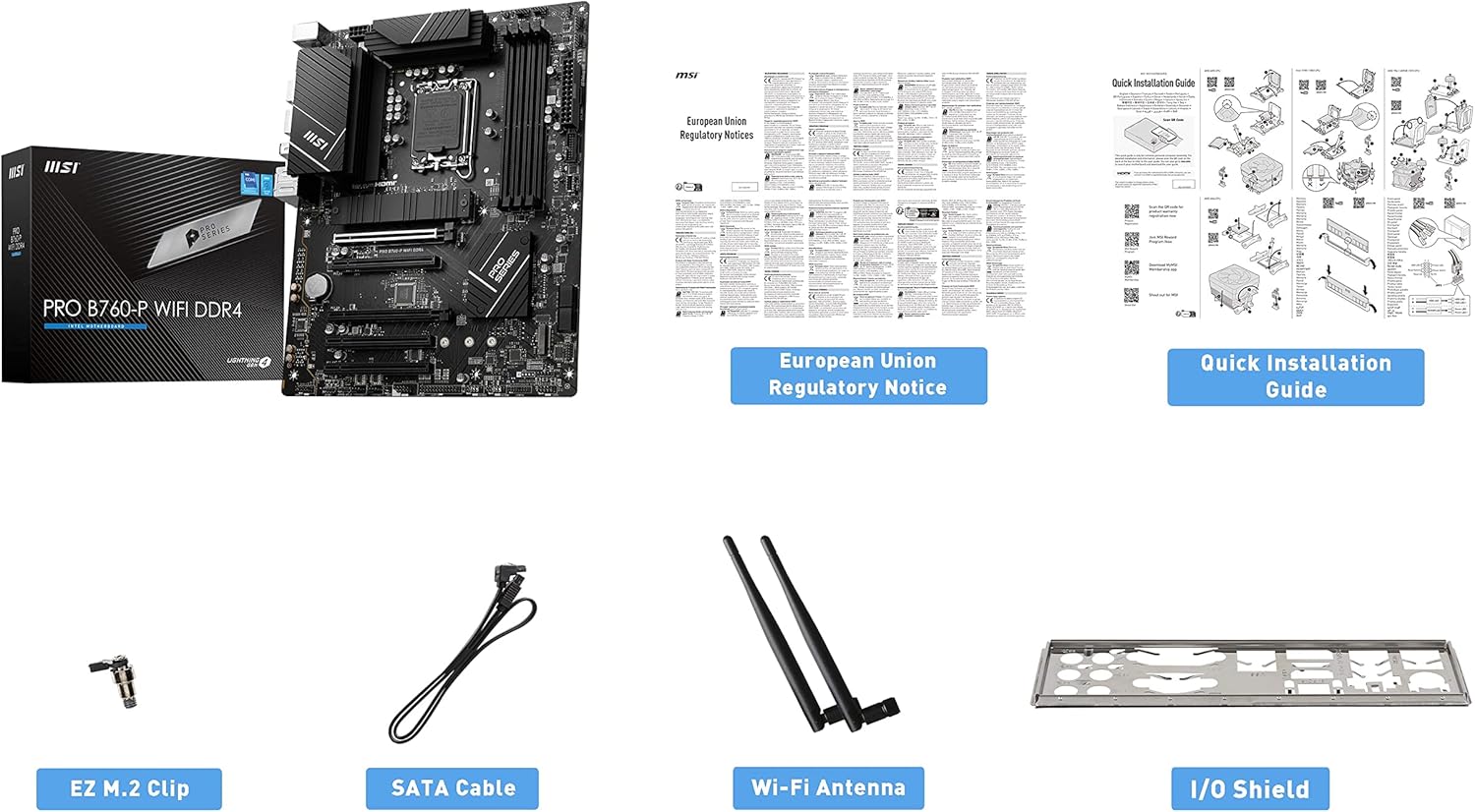 MSI PRO B760-P WiFi DDR4 ProSeries Motherboard - Supports 12th/13th/14th Gen Intel Processors, LGA 1700, DDR4, PCIe 4.0, M.2, 2.5Gbps LAN, USB 3.2 Gen2, HDMI/DP, Wi-Fi 6E, Bluetooth 5.3, ATX