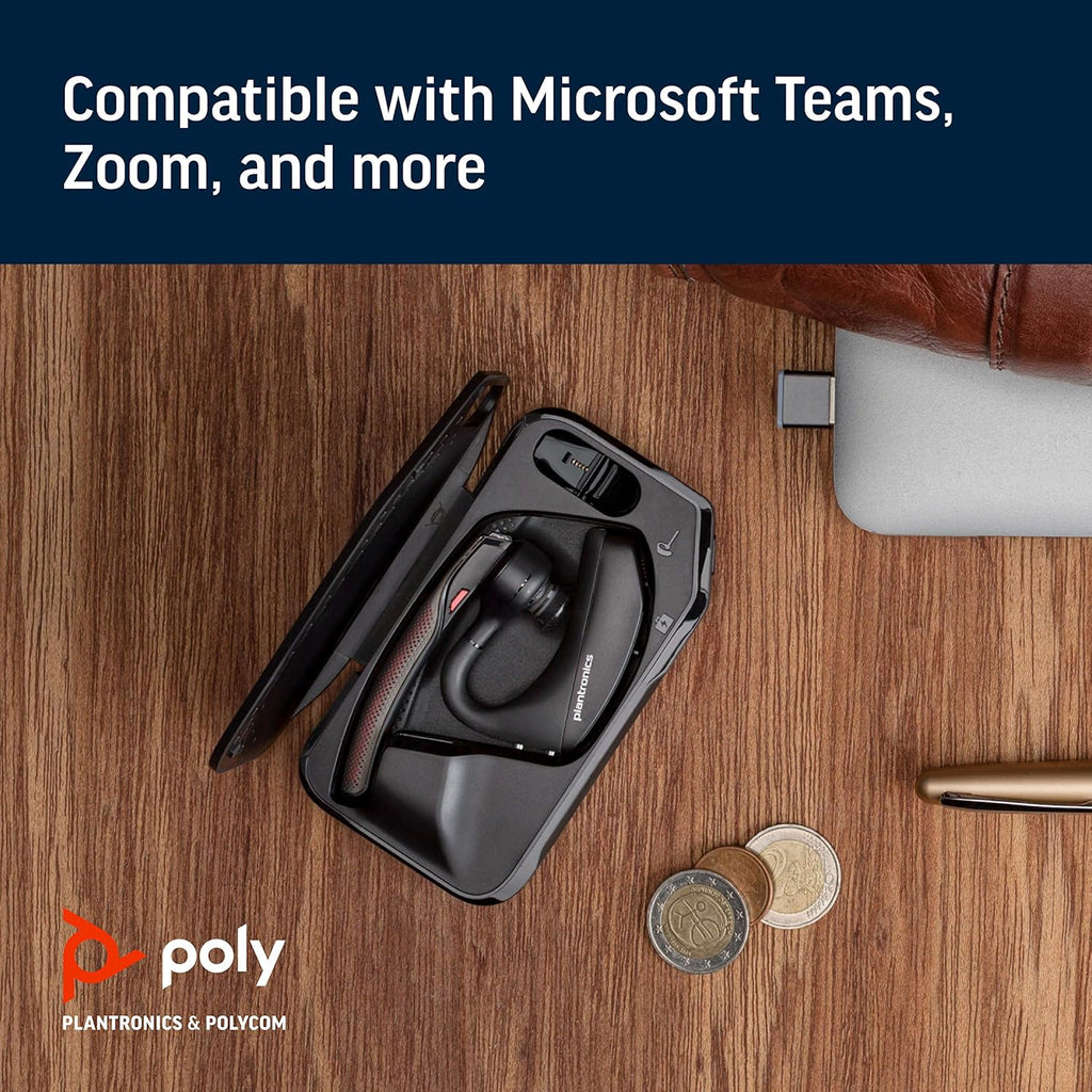 Plantronics - Voyager 5200 UC (Poly) - Bluetooth Single-Ear (Monaural) Headset - Compatible to connect to your PC and/or Mac - Works with Teams, Zoom & more - Noise Canceling
