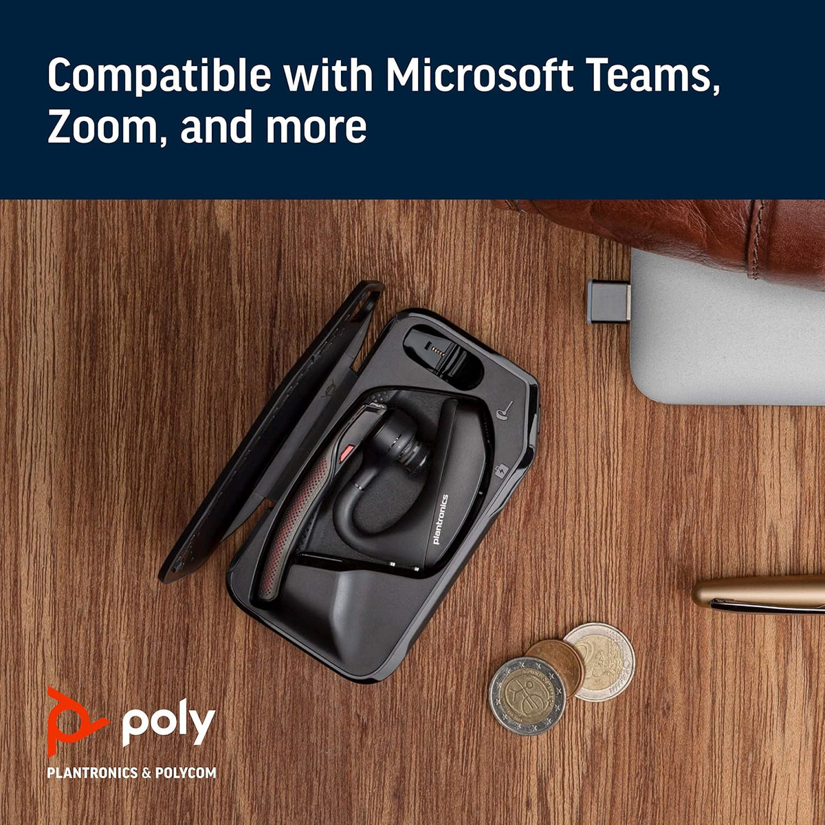 Plantronics - Voyager 5200 UC (Poly) - Bluetooth Single-Ear (Monaural) Headset - Compatible to connect to your PC and/or Mac - Works with Teams, Zoom & more - Noise Canceling